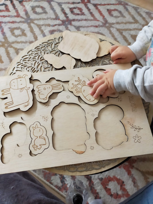Puzzle din lemn cu Animale